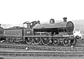 LNWR 4-6-0 Prince of Wales Class No 1584 'Scotia' is seen in steam preparing to leave Rugby No 2 shed