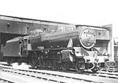 Ex-LMS 5MT 4-6-0 No 45404 is seen in steam outside of Rugby's No 1 shed during Spring 1959