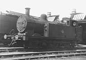 Ex-LMS 3F 0-6-0T No 47356 stands in steam outside Rugby's No 2 shed during Spring 1959
