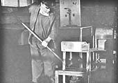 Photograph showing the shed's janitor who was responsible for keeping the men's mess hut clean