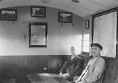 The interior of the arc roof living van used in the Rugby breakdown train as seen in 1920