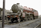 A colourisation by David P Williams of the original black and white photograph showing LMS 4-6-0 Jubilee class No 5553