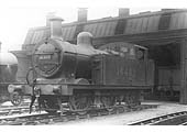 LMS 3F 0-6-0 'Jinty' No 16462 stands immediately in front of Rugby No 1 shed on 14th February 1932