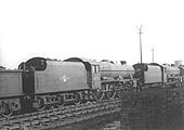 Ex-LMS 5XP 4-6-0 Jubilee Class No 45733 'Novelty' stands in line with other withdrawn locomotives