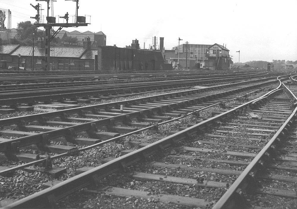 View looking north from the station side of Newbold bridge towards Rugby's second No 7 signal cabin