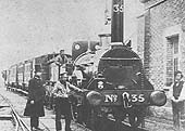 View of LNWR 2-2-2 No 35, a 'Sharp Single' locomotive of the Southern Division on a Market Harborough train