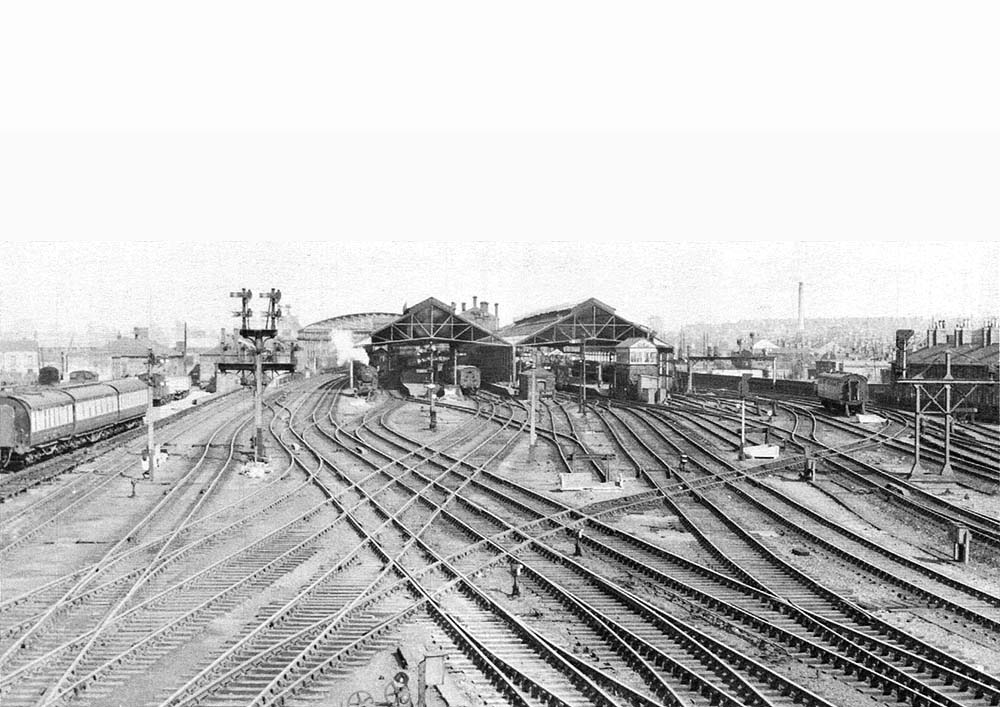 View from Rugby's No 5 signal cabin showing the lines from the Leicester branch crossing the through lines
