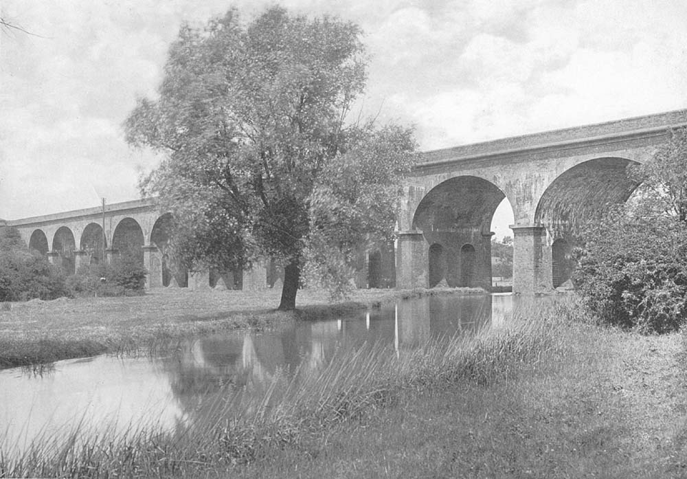 View of the eleven arch viaduct built by the former Midland Counties Railway over the River Avon
