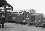 English Electric Type 4 Diesel Locomotive 1Co-Co1 D232 stands at Rugby with a down express during Easter 1960