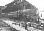 Ex-LMS 4-6-0 'Black Five' No 44833 is seen standing at platform 7 at south end of Rugby station