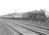 Ex-LMS 5MT 4-6-0 No 45434 is seen on a loose coupled train somewhere south of Rugby