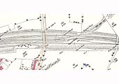 An 1886 Ordnance Survey Map of Rugby Station showing the southern approaches including Clifton Road Junction