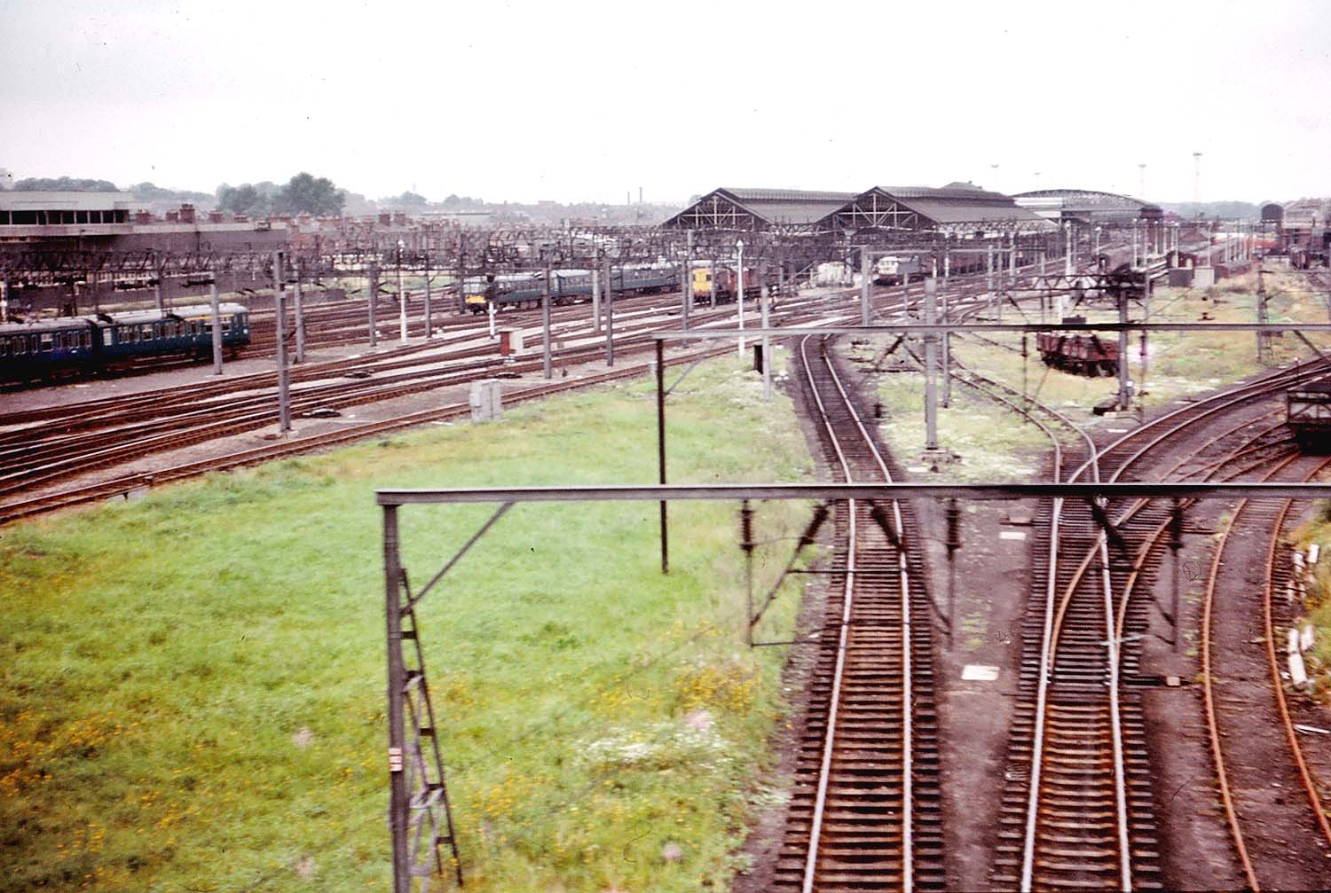 Rugby Station viewed from the Great Central Bridge with the engine line to the shed passing beneath the photographer