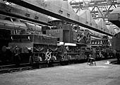 Ex-LMS Rugby based 50 ton Breakdown Crane is seen stabled ready to depart at a moment's notice inside Rugby shed