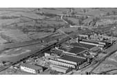 A panoramic aerial view of the sidings in front of Willans and Robinson's Victoria Works and the Trent Valley lines behind