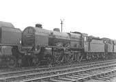 Ex-LMS 4-6-0 Patriot class No 45541 'Duke of Sutherland' stands with many others on the dump line at Rugby