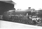 LMS 4-6-0 Jubilee class No 5597 'Barbados' stands light engine on the down avoiding line which ran through the train shed