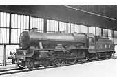 LMS 4-6-0 Jubilee class No 5555 'Quebec' stands light engine inside the station