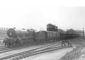 LMS 4-6-0 Royal Scot class No 6108 'Seaforth Highlander' in original condition with the up Royal Scot train in June 1928