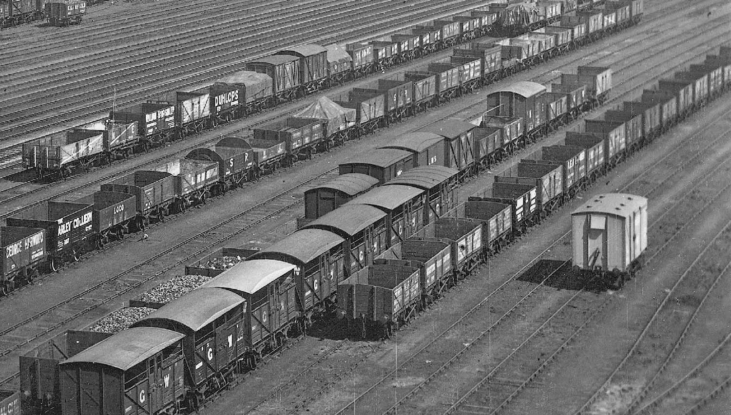 Close up showing the selection of wagons on view which is of great interest as many of them are quite freshly painted