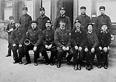 Photograph showing some of the LNWR staff employed at Rugby station at the turn of the century