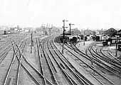 A 1930s view looking towards the station from the footbridge with the goods yard on the right