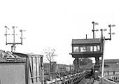 Close up showing Clifton Road Junction Signal Cabin which was elevated above the Northampton down line