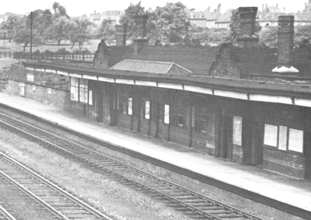 Close up showing the station buildings on Tamworth's up platform which was well equipped with passenger facilities