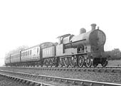 Ex-LNWR 4P 4-6-0 Prince of Wales class No 25818 is seen on a three-coach Stafford to Rugby local passenger service