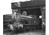 Ex-LNWR 1P 2-4-2T No 46712 is seen on 17th July 1954 standing in Milverton shed's coal hole only days before withdrawal