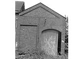 View of the door to the rail entrance located in the south elevation of Milverton goods shed seen in May 1972