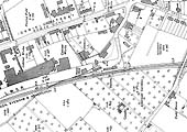 An Ordnance Survey map showing the juxtaposition of the station with Icknield Street and Cross Street