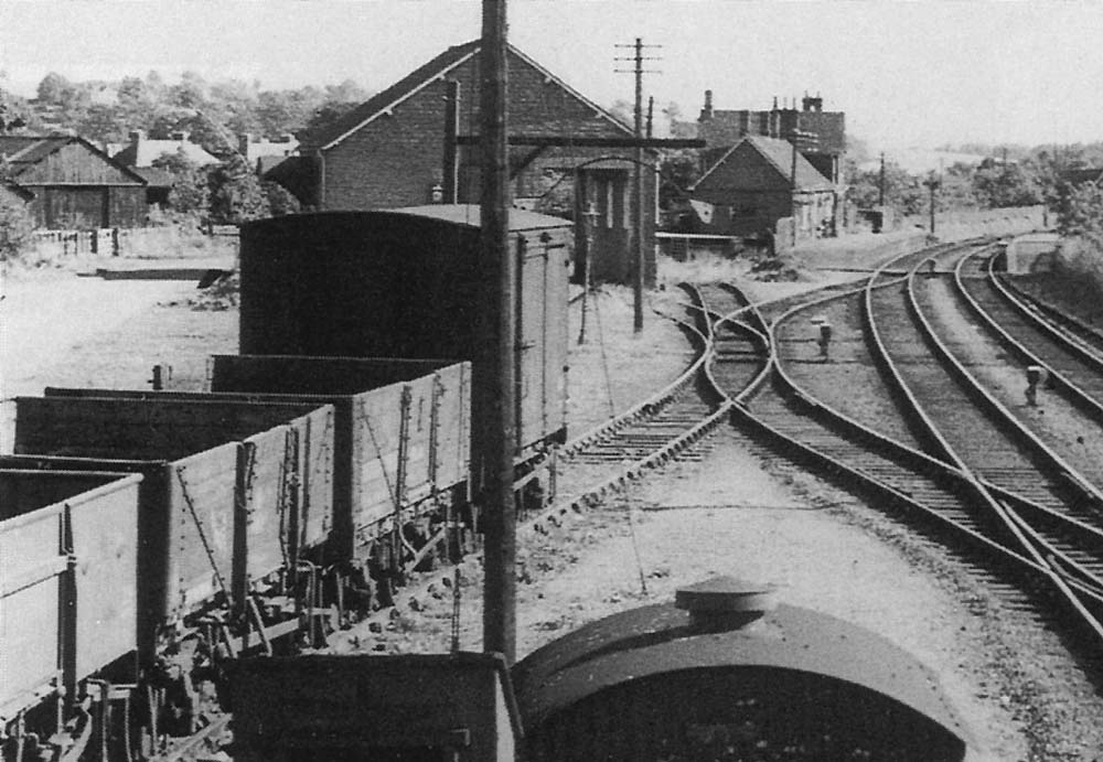 Close up showing the loop line on the left and the three-way point providing access to the goods shed, cattle pens and landing dock