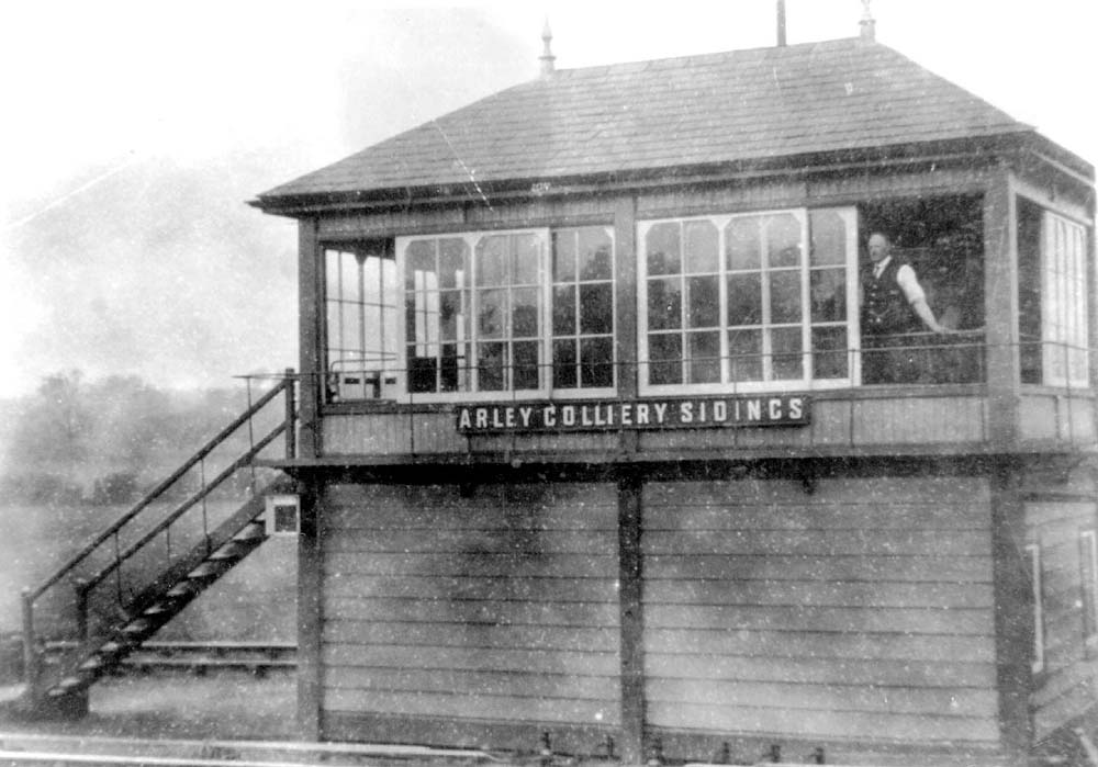 The signalman poses in this 1920s view of Arley Colliery Sidings signal box which sited near to the station