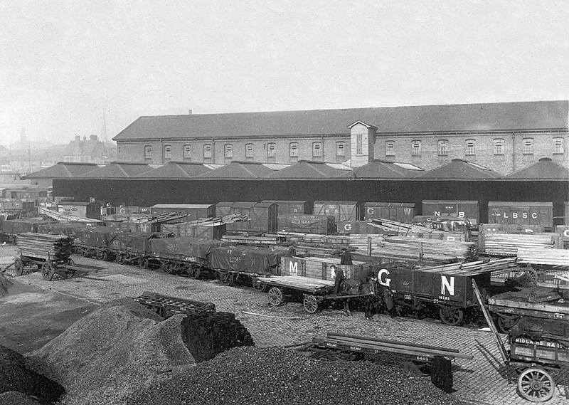 Looking towards the side of the warehouse from the corner of Severn Street and Suffolk Street with the two sidings in the foreground
