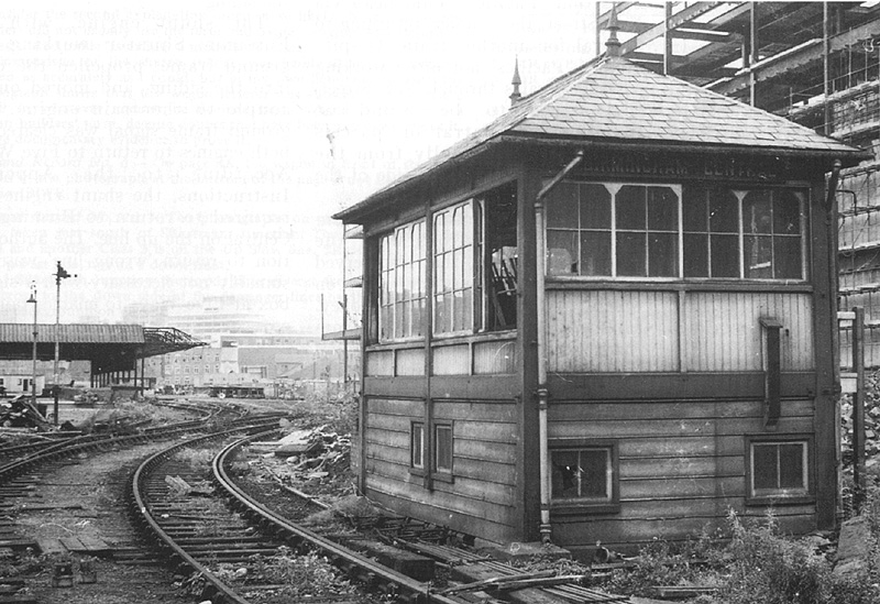 View of Birmingham Central Goods Station's signal box following closure as seen on 30th September 1967
