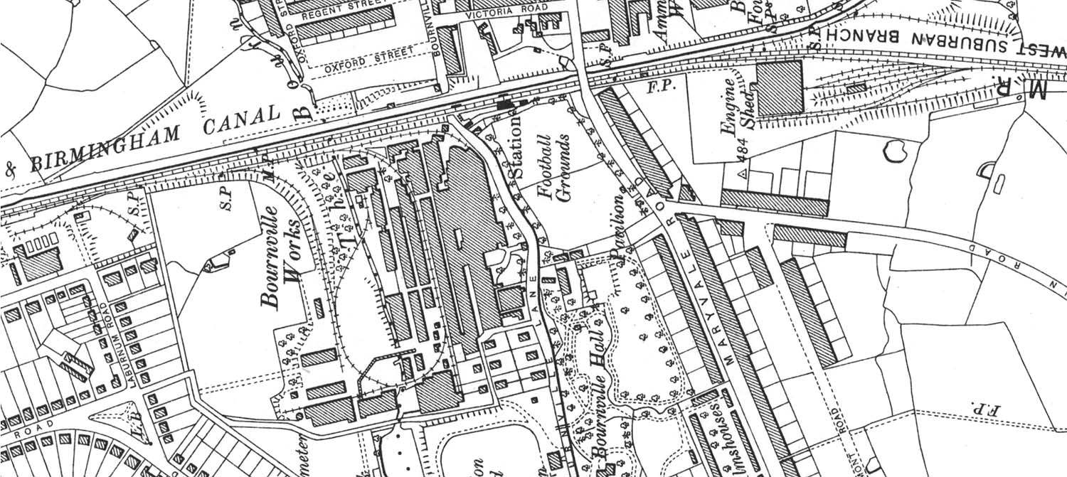 Bournville: Ordnance Survey Map of Bournville Station and 