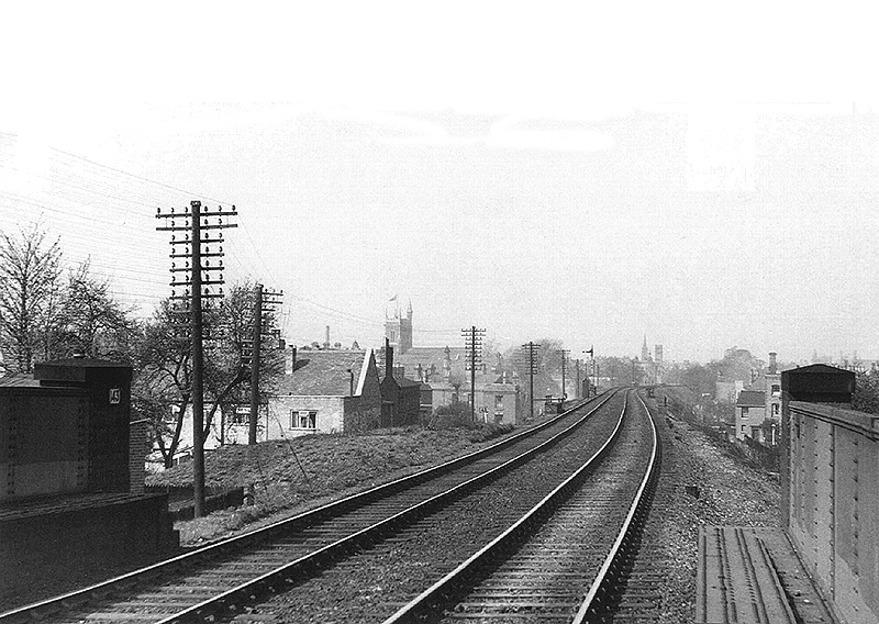 View looking towards Moseley showing the former site of the Brighton Road station on 19th April 1954