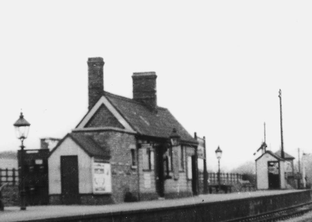 Close up showing the original Evesham & Redditch Railway station building, seen in 1938 nearly sixty years after it was built