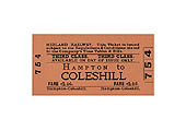 A Midland Railway Third Class Hampton to Coleshill Day Ticket showing a fare of 4� old pence