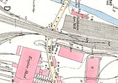 An 1886 OS Map showing Duddeston Mill Road passing beneath the railway and the entrance to Saltley shed