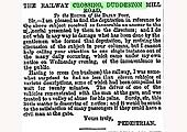 A copy of a letter of complaint about the crossing in the Birmingham Post 21st November 1864