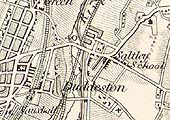 A copy of the 1862 OS map showing Duddeston Mill Road Crossing after the arrival of the railway