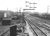 Close up showing the single entry and departure line to Saltley Shed which fanned out to provide reception roads