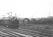Close up showing some of the sidings at Lawley Street Goods Station to the right of the locomotive