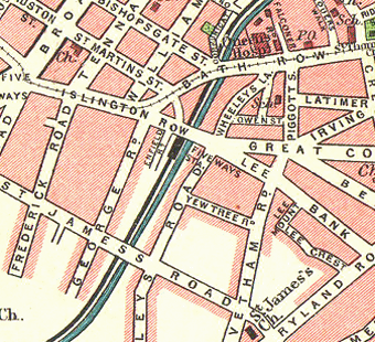 Map showing the location of Five Ways Station in relation to Islington Row and the surrounding streets