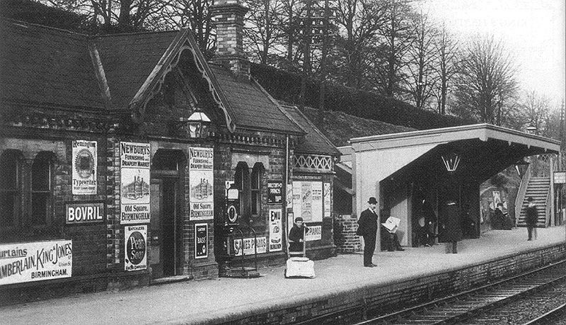 View of King Heath station's passenger waiting rooms and timber shelter located on the up platform
