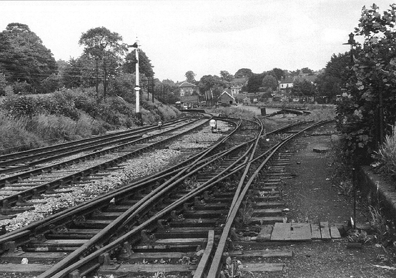 View looking towards Camp Hill showing the connection from the down line to the goods yard in June 1966