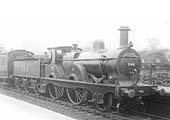 Ex-MR 1P outside-framed 2-4-0 No 198 is seen on a local Evesham passenger train in January 1925