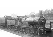 Ex-MR 1P outside-framed 2-4-0 No 177 on a local passenger service to Evesham on 7th March 1925